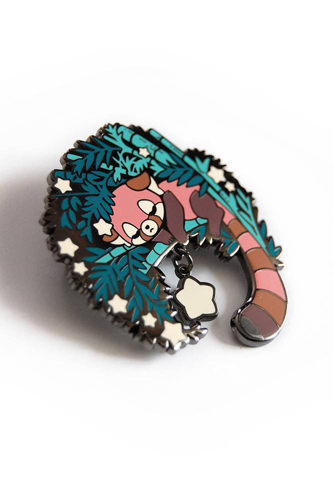 Floral Frolic - Wholesale Lapel Pin/Button - Sleeping Red Panda Enamel Pin3