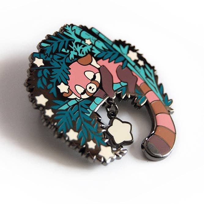 Floral Frolic - Wholesale Lapel Pin/Button - Sleeping Red Panda Enamel Pin3