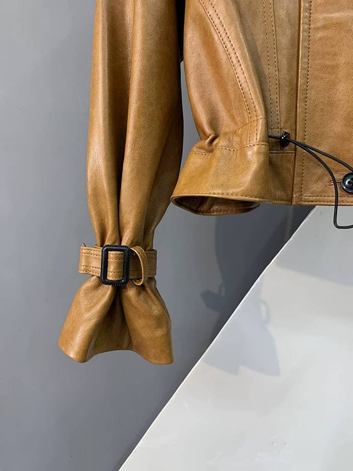 Color as pictures JK250L Women’s Genuine Waxed Sheepskin Leather Jacket for wholesale on Faire4