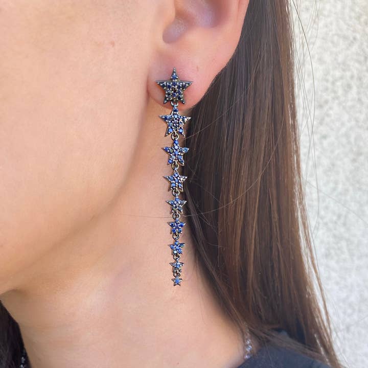 Blauwe saffier ster oorbellen voor wholesale door Siena Jewelry