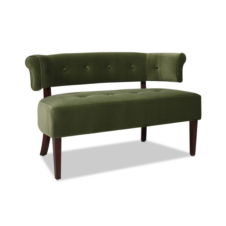 Jared Roll Arm Tufted Bench with Back Settee for wholesale by Jennifer Taylor Home