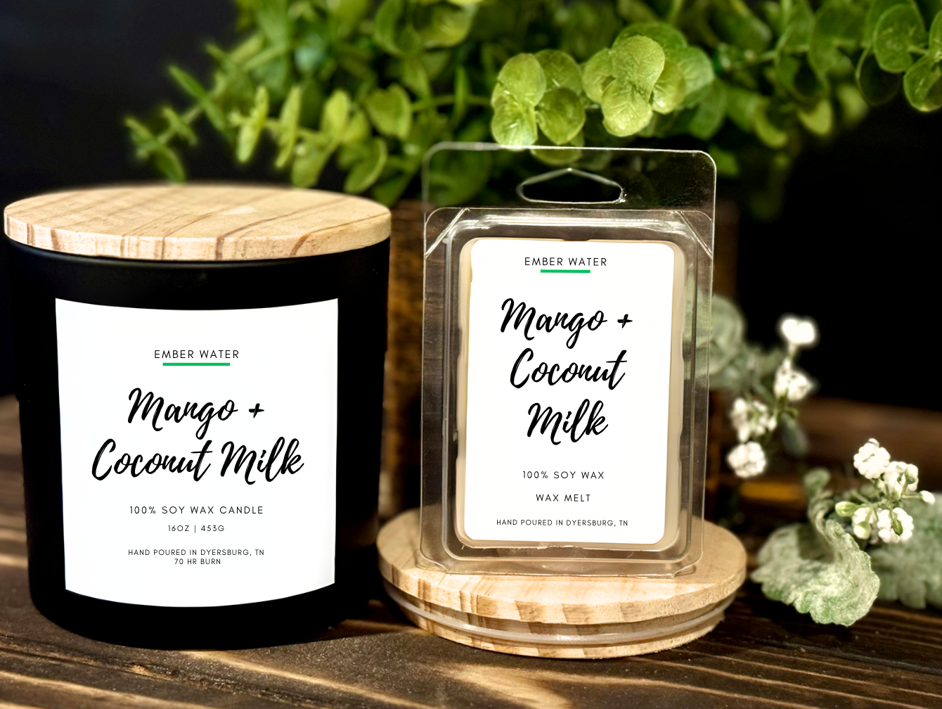 Ember Water - Wholesale Jar/Filled Candle - Mango + Coconut Milk 16 oz 100% Soy Candle2