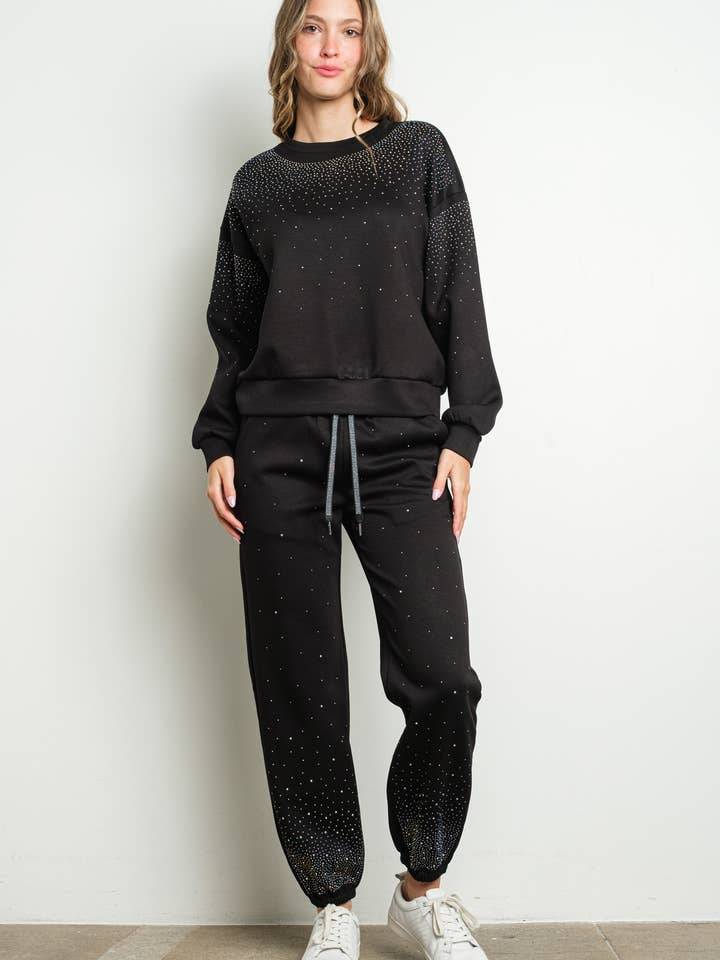 IP2948 Rhinestone Embellished Jogger Sweatpants for wholesale by KIWI