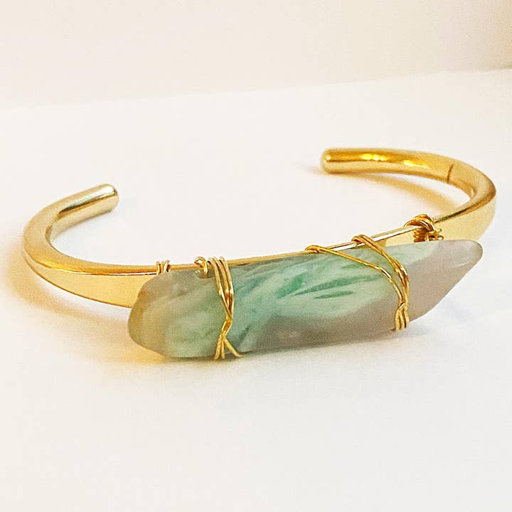 Etymology Jewelry - Wholesale Cuff bracelet - Agate Cuff- Crystal Bangle Bracelet Jewelry-Seafoam1