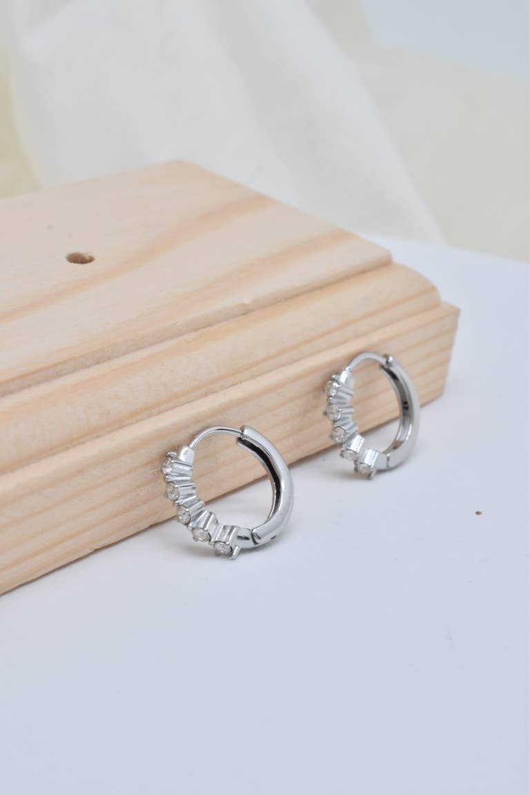 Kapyco - Wholesale Hoop Earrings - Mini Creole rhinestone in stainless steel - BO1004146