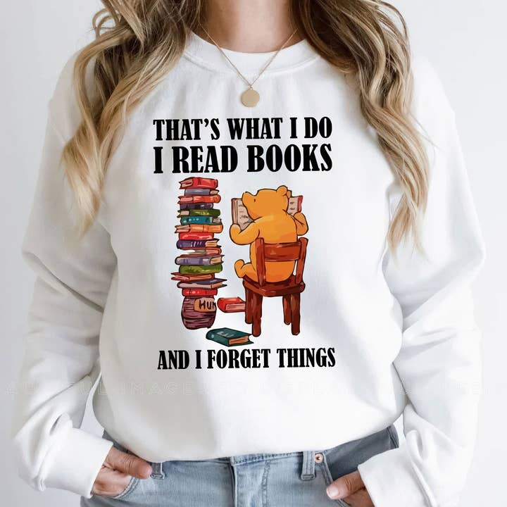 I Read Books And I Forget Things Sweatshirt, Cat Book Shirt for wholesale by EagleAceApparel