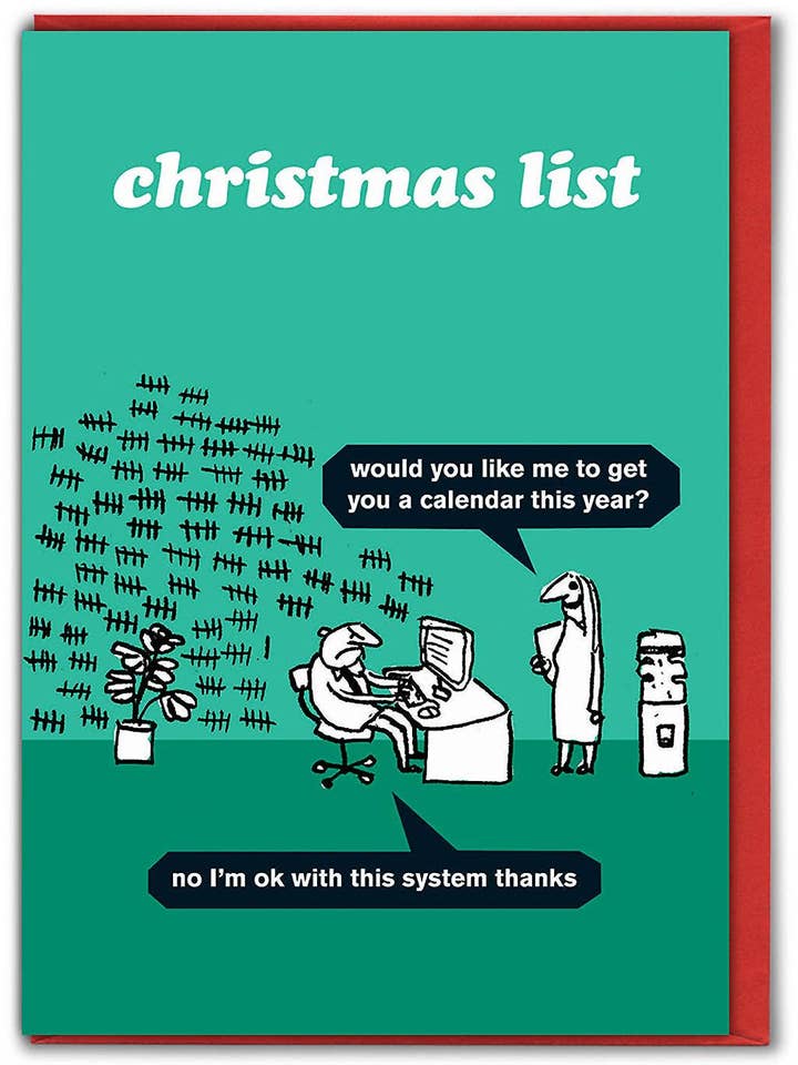 Tarjeta de Navidad divertida con lista de Navidad de Modern Toss para venta al por mayor de Brainbox Candy