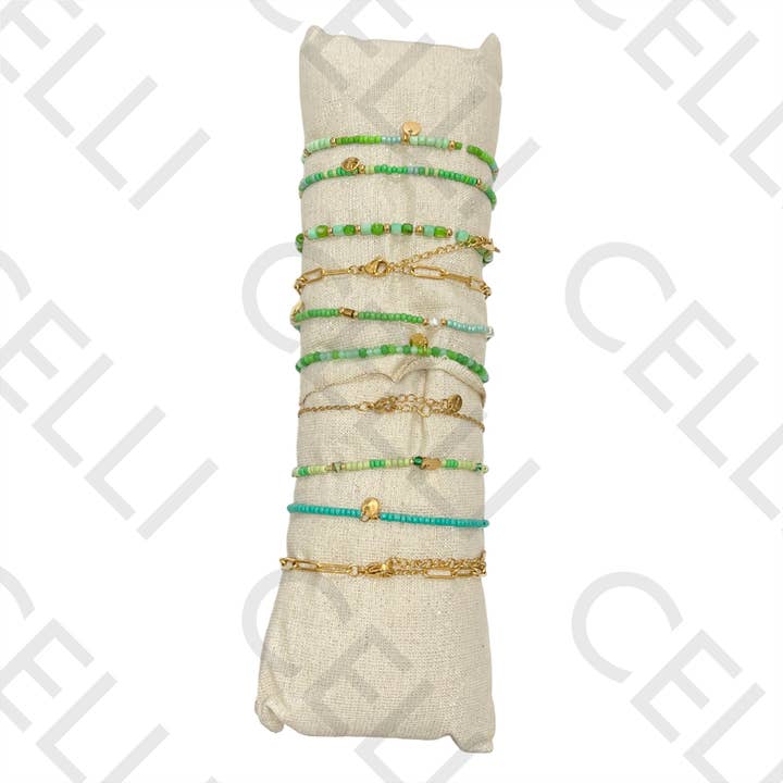 Celli Biju - Wholesale Jewelry Set - Set of Bracelets (10) - beads, natural stones, and steel9