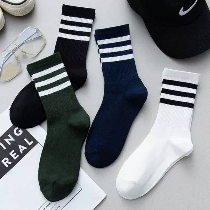 Striped Crew Socks - JIKU for wholesale by LoveLina