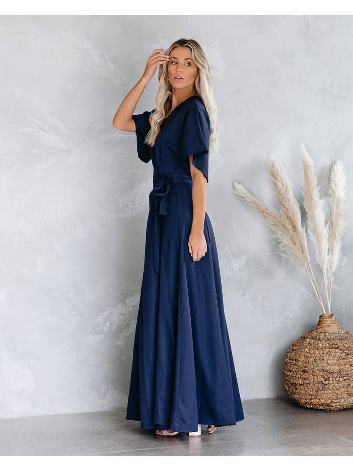 Peony Alley - Vendita all'ingrosso Vestito - Donna - Abito Blu Navy da Donna La Mere Wrap5