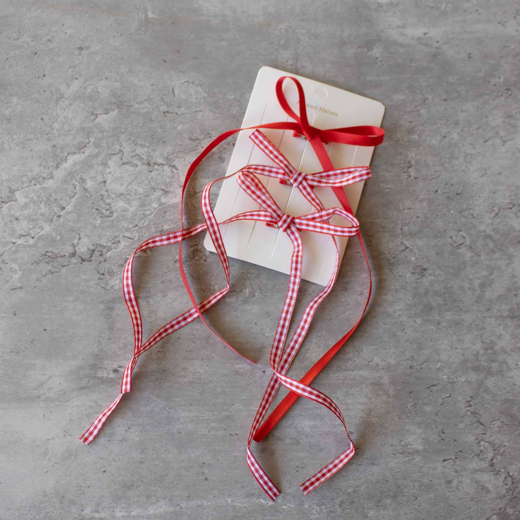 Tiepology - Wholesale Hair pin - Long Mini Check Pattern Bow Hair Pin Set14