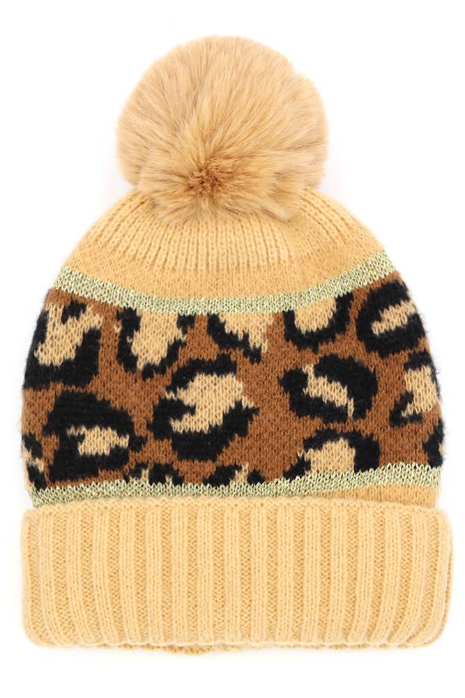 Hana – wholesale Beanie – Women's – Leopard PomPom Beanie5