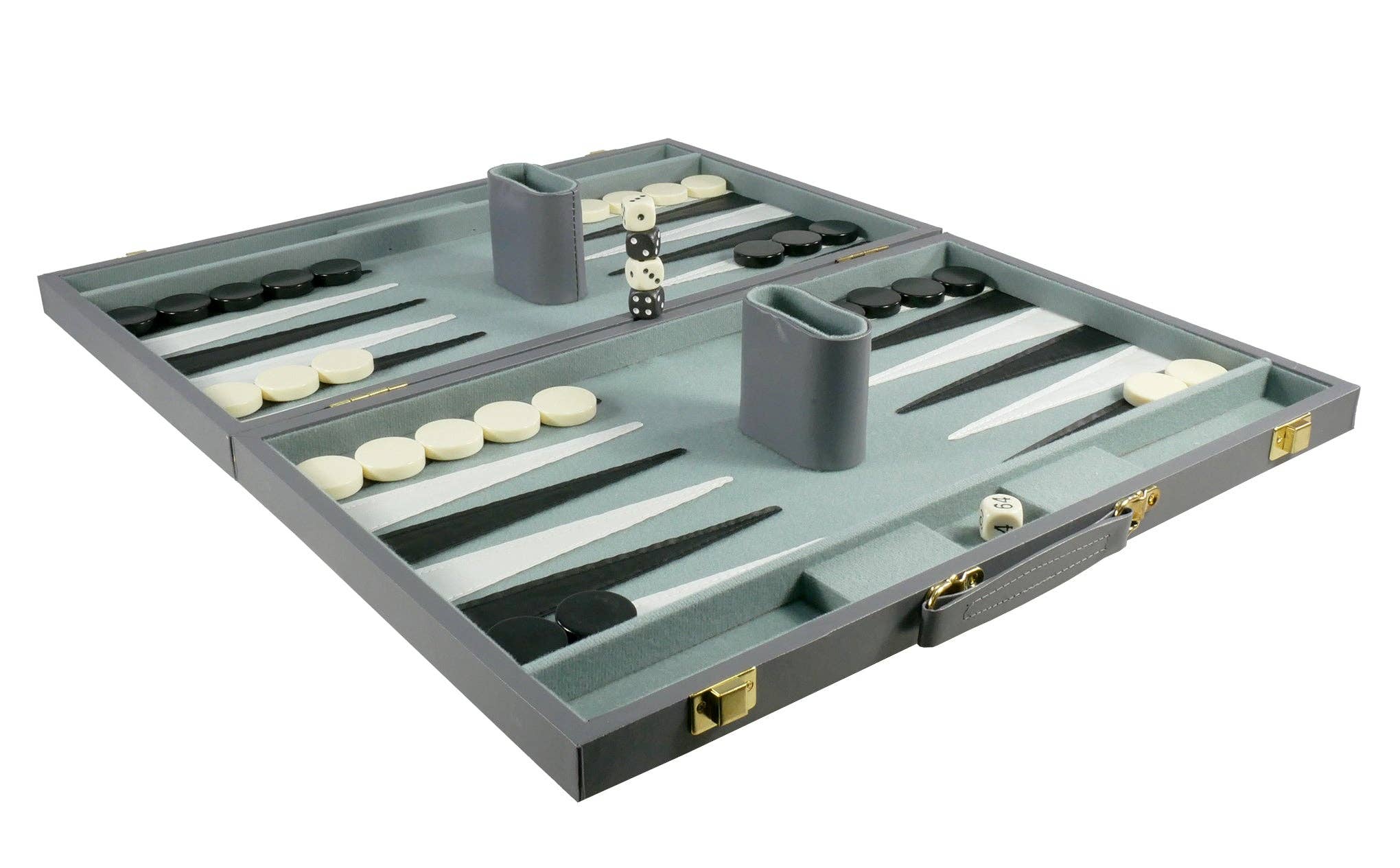 WorldWise Imports - Wholesale Board Game - Backgammon- 15" Grey Vinyl Backgammon Set1