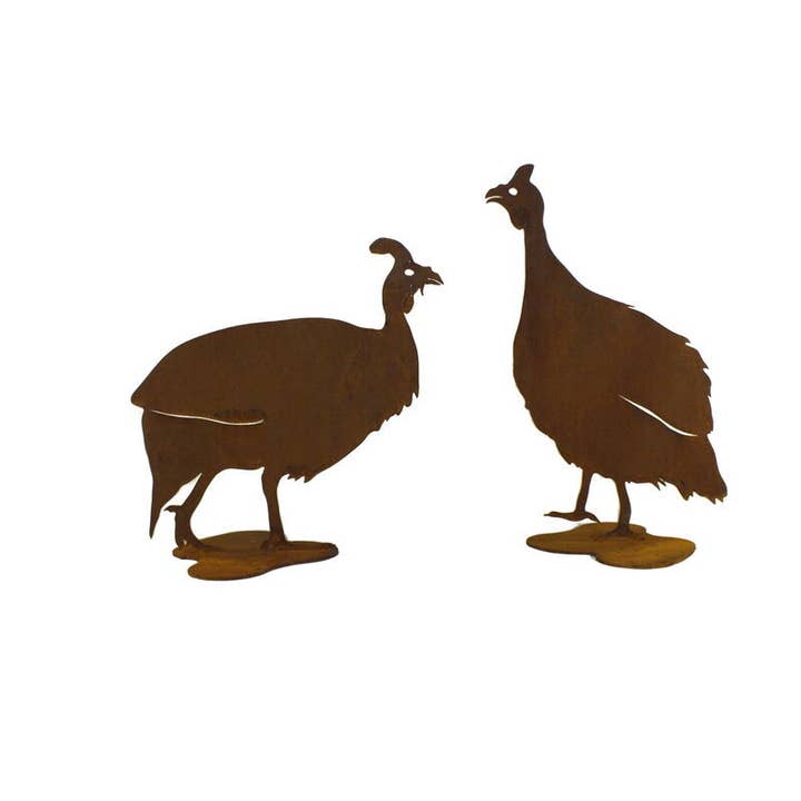Guniea Fowl Stand Pair Garden Art for wholesale by Overwrought