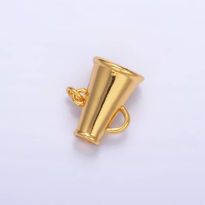24K Gold Filled Minimalist Megaphone 3D Multidimensional Charm | E654 for wholesale by Aim Eternal