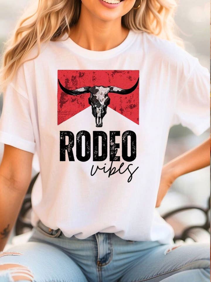 Rodeo Vibes Graphic Heavyweight Cotton Tee. for wholesale by DG WORLD