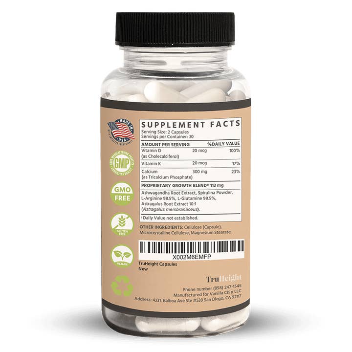 TruHeight - Vente Supplément oral/vitamine - TruHeight® Capsules de Croissance - Croissance Naturelle de la Taille pour Enfants1