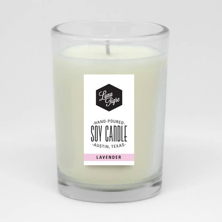 Luna Tigre Candles - Wholesale Jar/Filled Candle - Lavender Glass Soy Candle - 7 oz.0