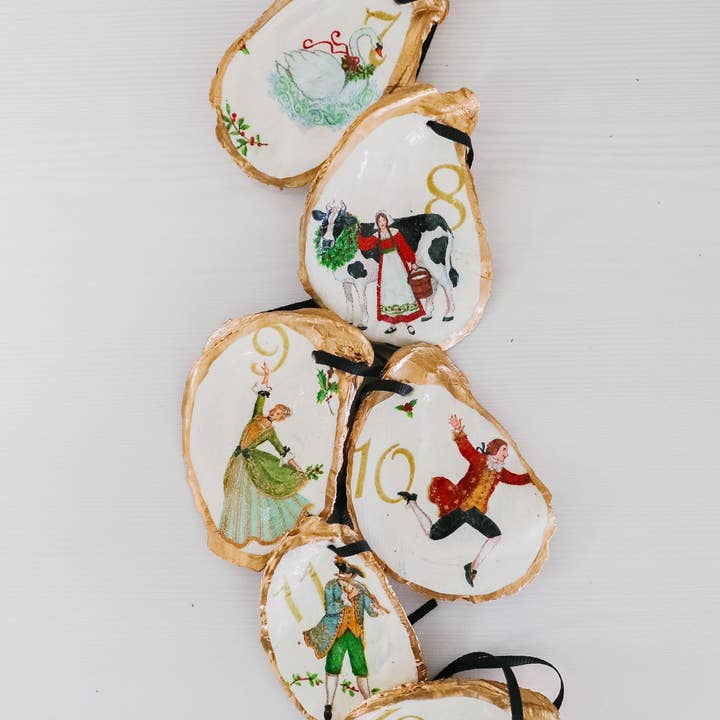 Kcrookdesign - Wholesale Ornament Set - The 12 Days of Christmas Statement Oyster Ornament Set2