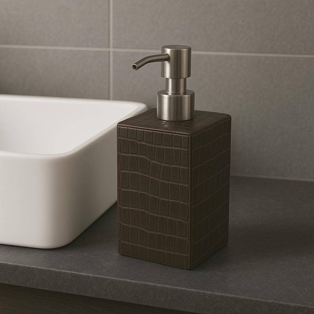 Signature Home Collection GmbH - Wholesale Soap Dispenser - Soap dispenser faux leather crocodile brown dispenser leather imitation0