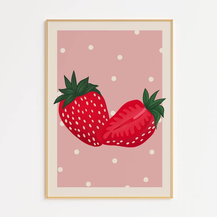 Pink Giraffe Print Co - Vente Affiche d'art - Imprimé Fraise Tachetée2