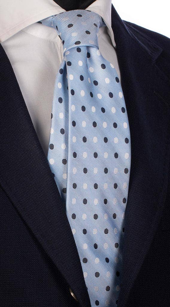 Graffeo Cravatte - Wholesale Necktie - Men's - Men's Blue and White Tie with Blue and White Polka Dots Art. 2994