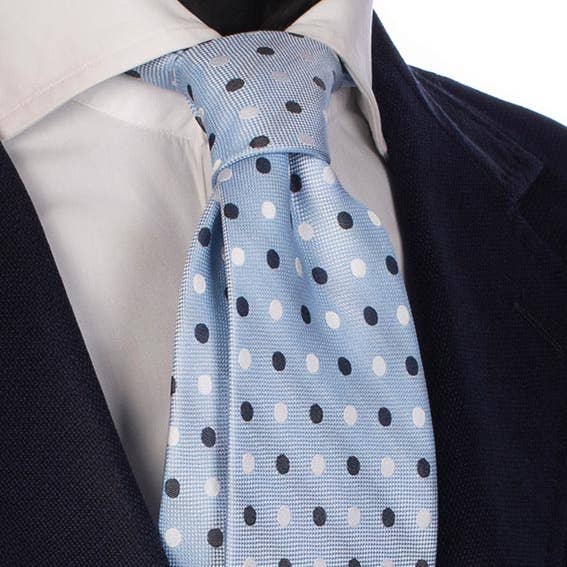 Graffeo Cravatte - Wholesale Necktie - Men's - Men's Blue and White Tie with Blue and White Polka Dots Art. 29940