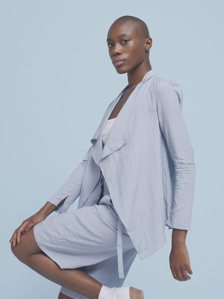 Zelda - casaco leve com dobramento em tecido japonês de efeito enrugado por atacado de SUNDAY LIFE