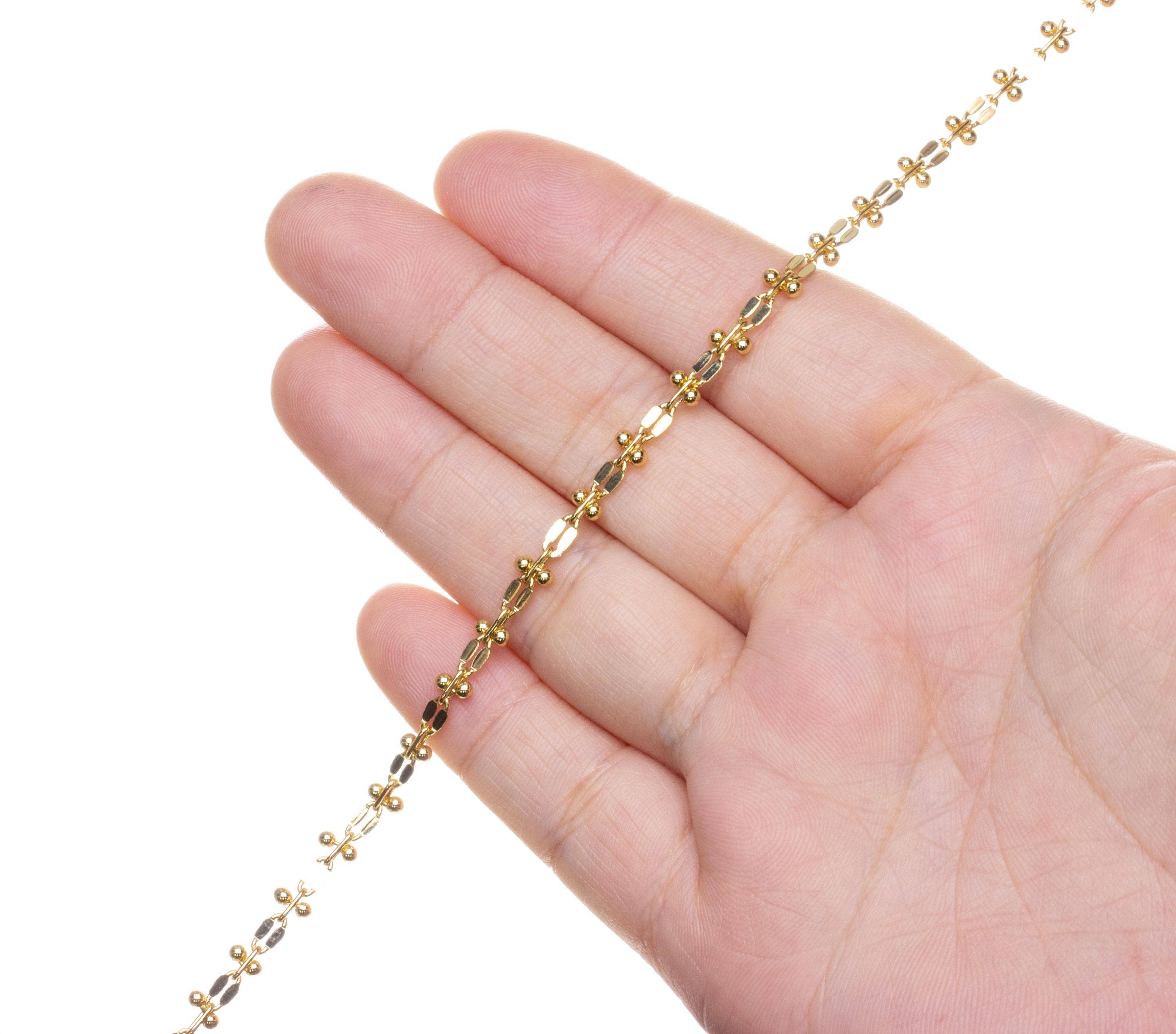 Jewel Pledge - Wholesale Link & Chain Necklace - Gold Oval Diamond Cut Satellite Ball Chain,CHG0885