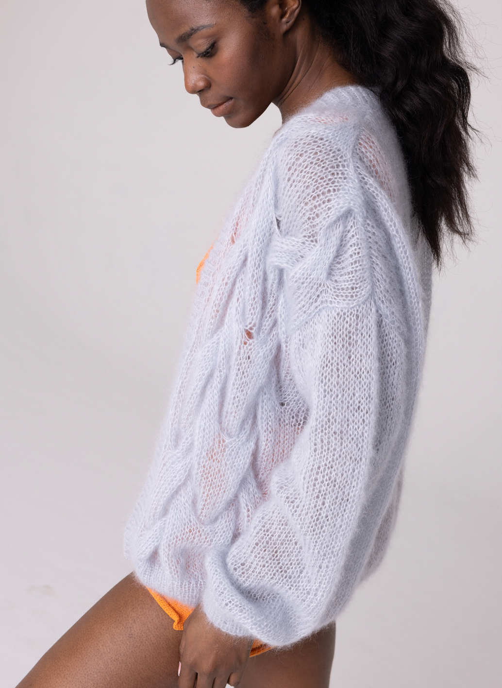 Twisted Erik: Mohair & Silk Cardigan in Dew / HANDMADE for wholesale on Faire7