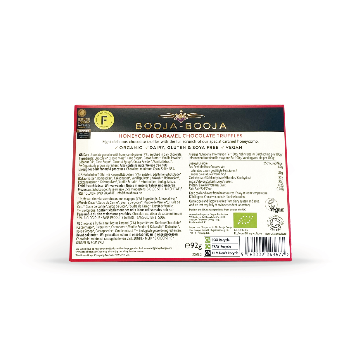 Booja-Booja – wholesale Chocolate box – Honeycomb Caramel Eight Truffle Packs 8 x 92g2