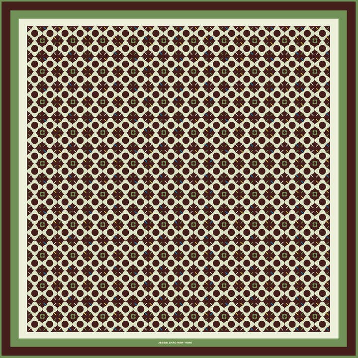 Double Sided Silk Scarf Of Polka Dot Bloom - Brown for wholesale by Jessie Zhao New York