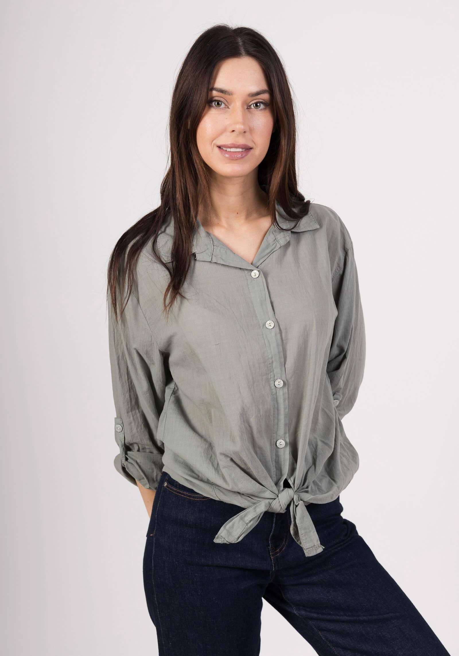 LINEN & COTTON HOUSE – wholesale Tröja med knappar – Dam – BUNDEN BOMULLSSKJORTA 42602 21