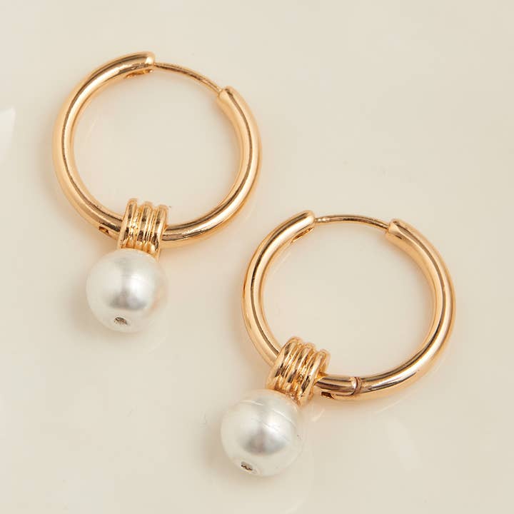 Hoop Earrings Nicola Triple Slide Faux Pearl Pendant for wholesale by Howard's