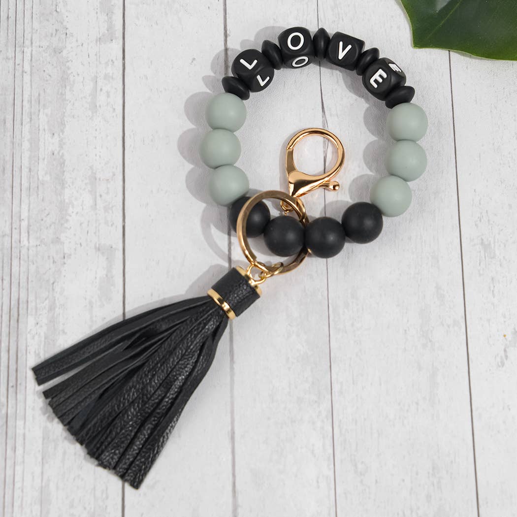 SoapElenGlen - Wholesale Keychain bracelet - LOVE Beaded Tassel Bracelet Keychain, Mother's Day Gift4
