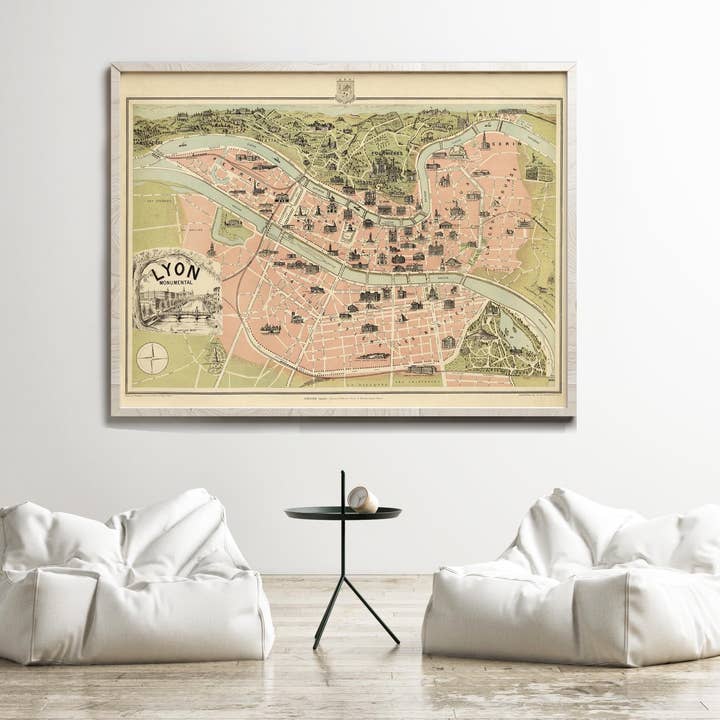 OldCityPrints - Old Maps and Posters - Wholesale Art Print - Old Map of Lyon France 1894 Vintage Map of Lyon | Vintage Map Wall Art Print1