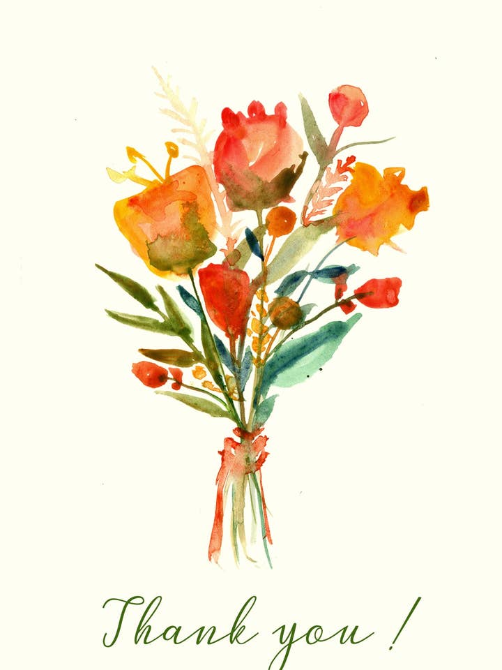 Tackkort (Orange blomma) för wholesale av Maria Zvaric Illustration