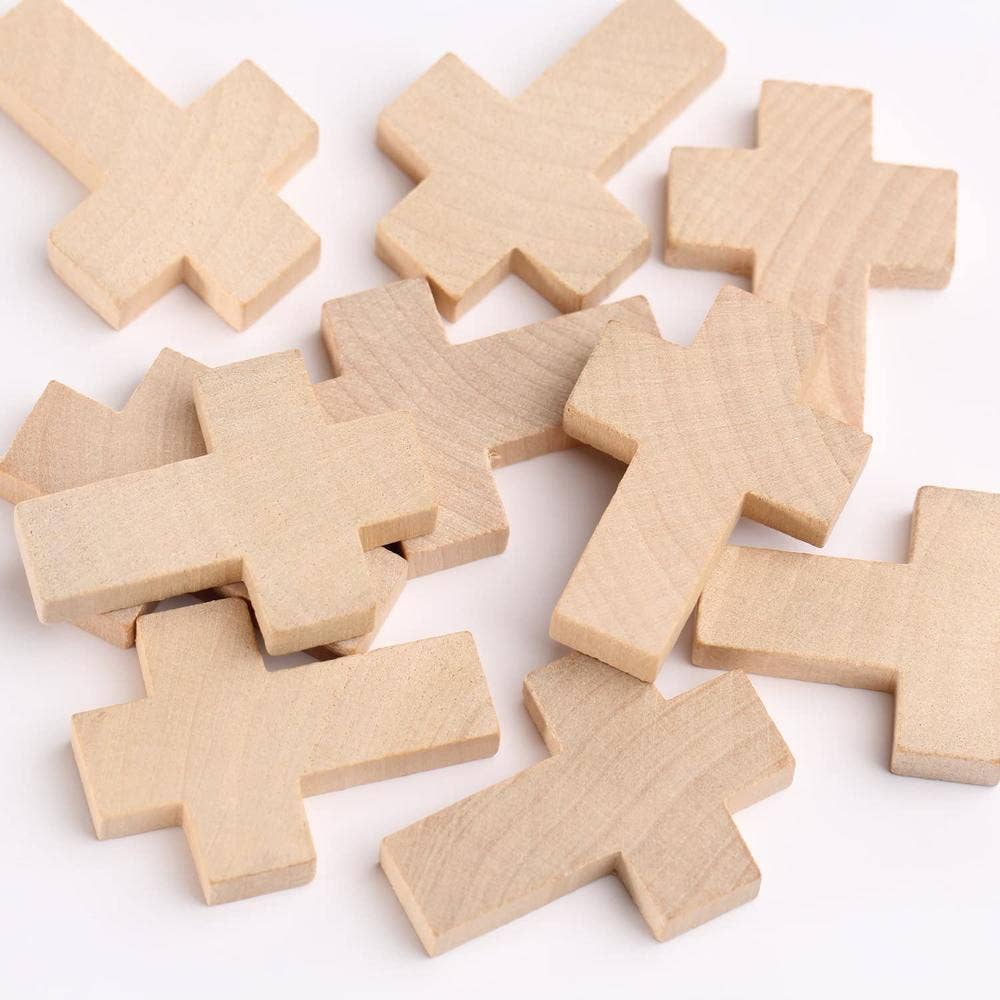 Factory Direct Craft - Wholesale Cutouts - 1-1/4" x 1-1/2"  Mini Wood Crosses - Pack of 10 Wooden Cross3