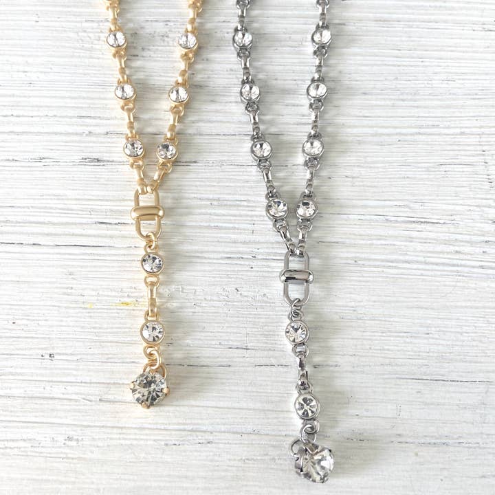 Collana di cristallo stile Y gioielli da sposa per occasioni formali per la vendita all'ingrosso da parte di VB&CO Designs Handmade Jewelry