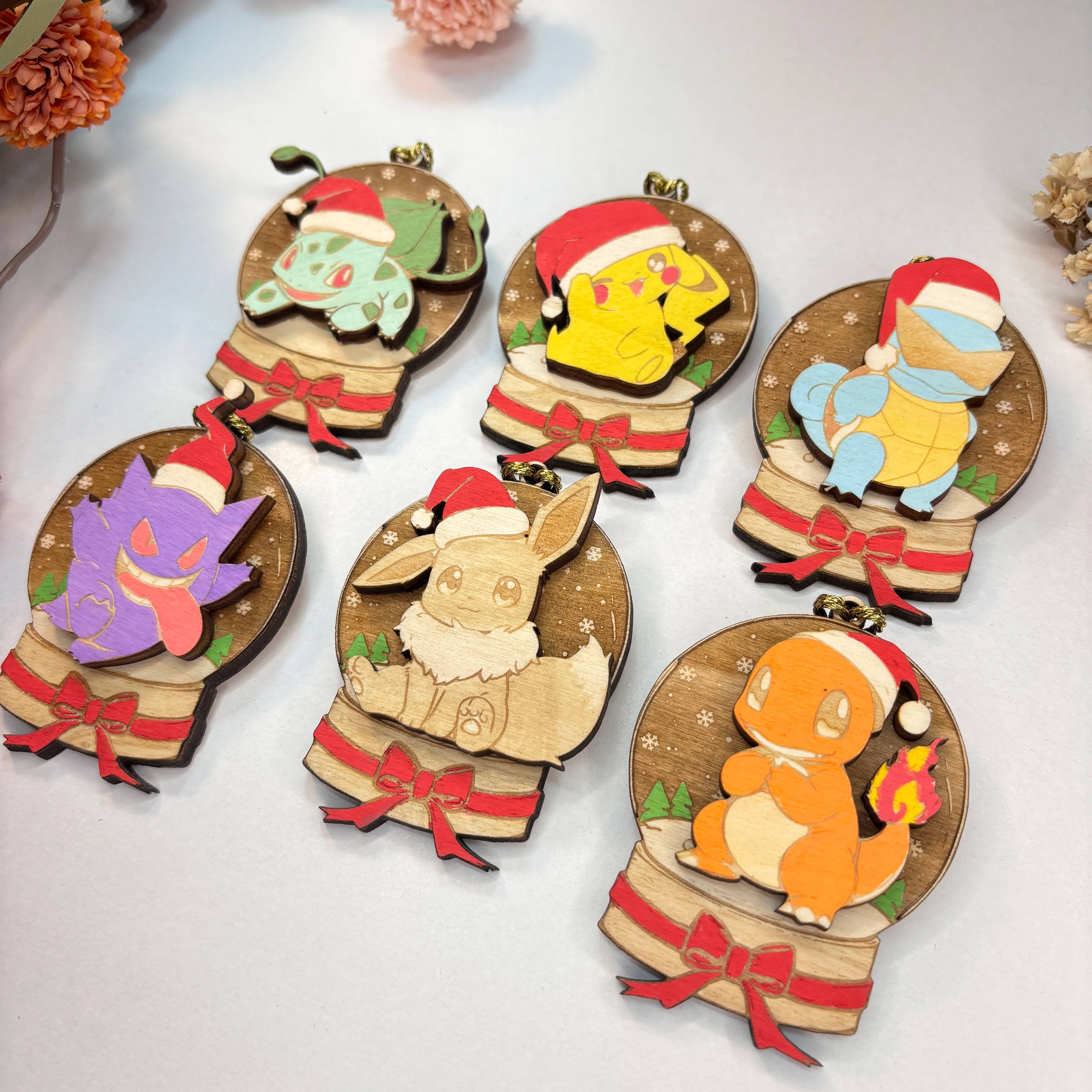 Studio Rima - Wholesale Ornament Set - Pokémon Christmas Ornaments - 30pcs - Wooden Ornaments1