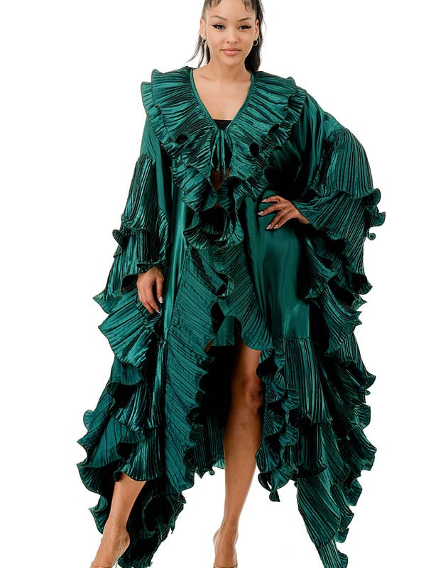 Cappotto Maxi Duster con Volant Metallizzato Oversize Plus per la vendita all'ingrosso da parte di J2 FASHION