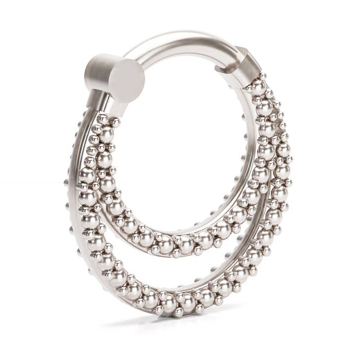 Doppelter Klickring aus massivem Gold mit Punkten für den Großhandel von Umanative Design