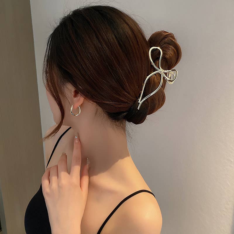 Little Trendy - Wholesale Hair Clip - Women's - Metal bow hairpin large bow hair clip claw2