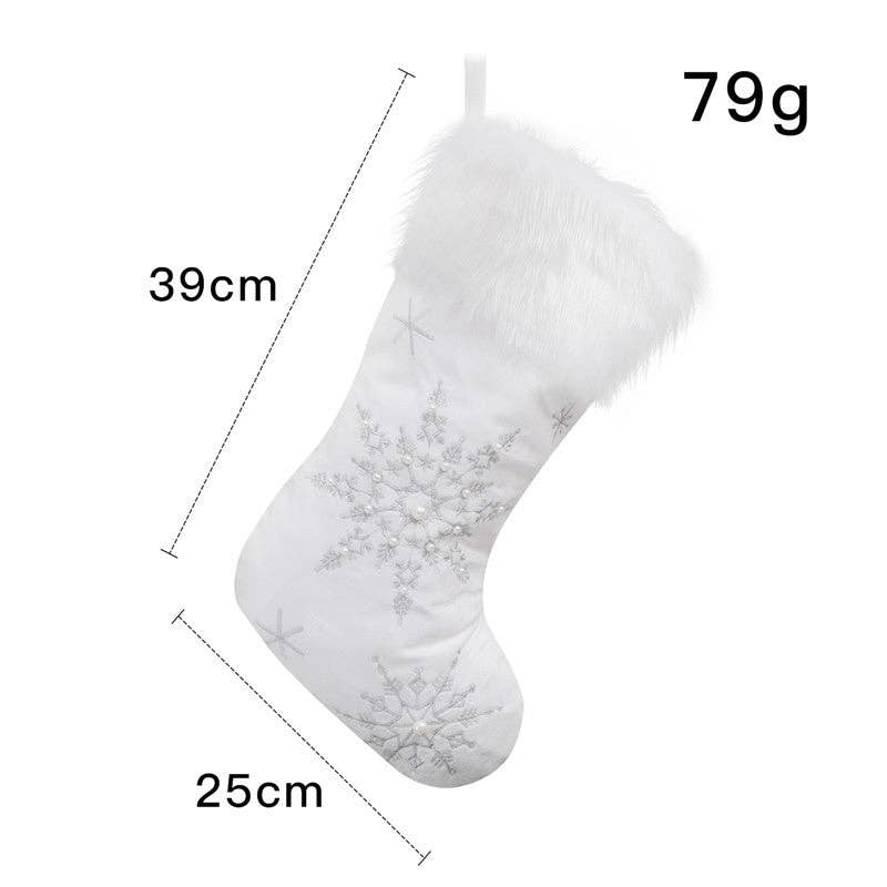 Plush Looks - Wholesale Holiday Stocking - Creative Plush Snowflake Sock Gift Bag Christmas Decoration1