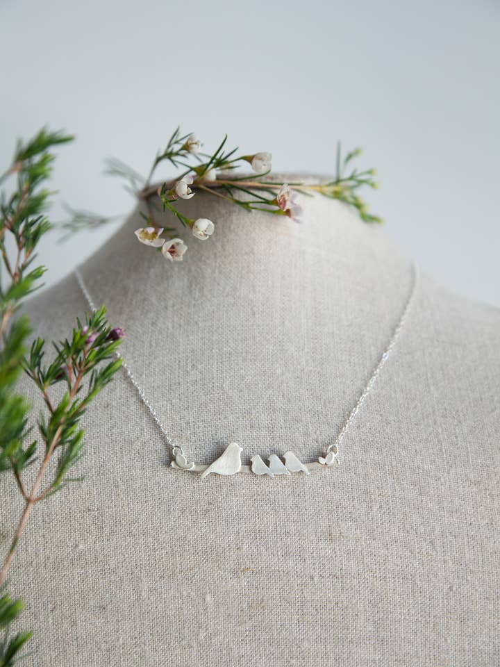 Mother Bird on a Branch Necklace for wholesale by Figs & Ginger