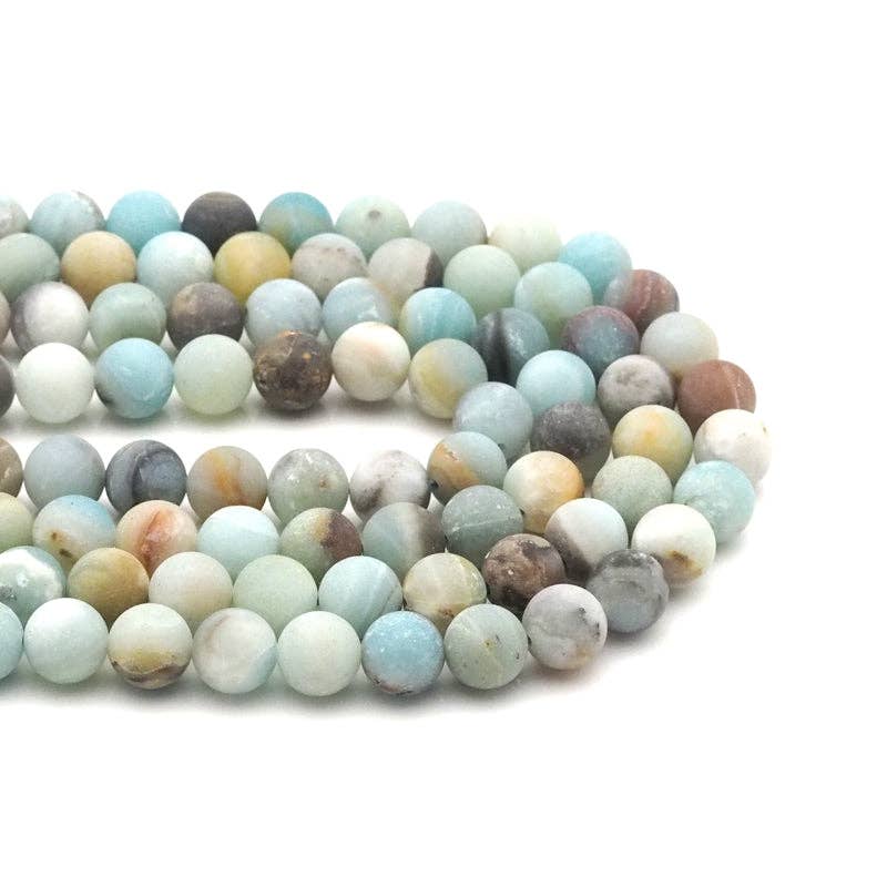 BestBeads&Beyond - Wholesale Beads - Genuine Matt Amazonite Round Smooth Beads, 6mm/8mm/10mm, Sku#U15561