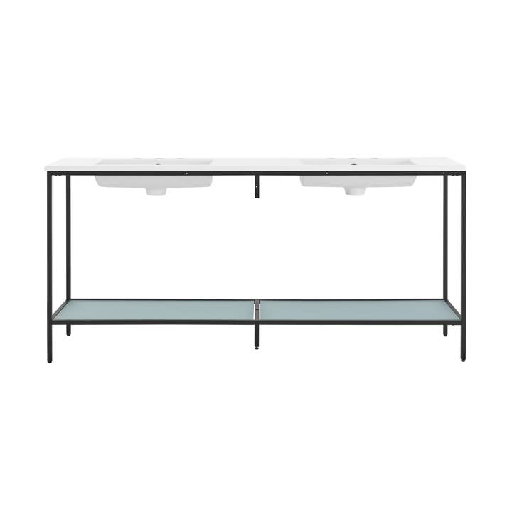 Swiss Madison - Wholesale Bathroom Side Table - Pierre Double Freestanding Open Shelf Metal Bathroom Vanity1