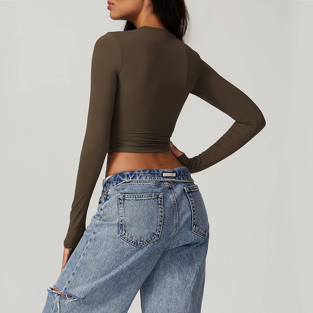 Sodalemon - Wholesale Sporttop - Dames - Sport Solid Crop Top T-shirt met lange mouwen voor dames2