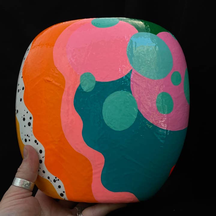 Artifacts of Joy - Wholesale Vase - Modern Artifact Face Vase/Planter Blue Bubbles Series6