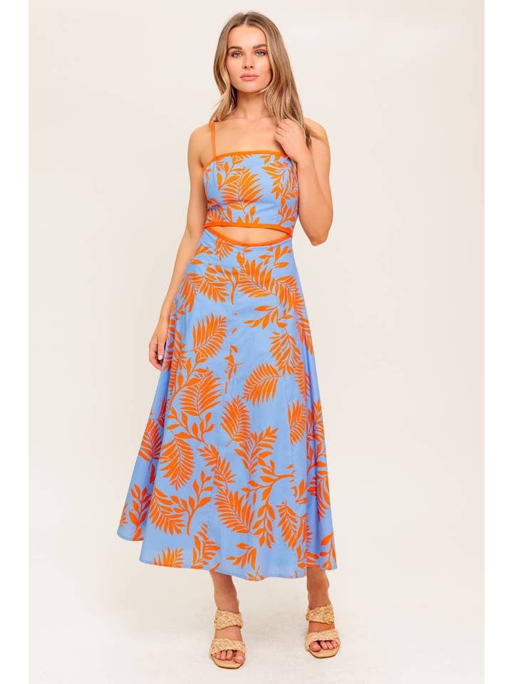 BLUE ORANGE A printed woven midi dress - ID22446 for wholesale on Faire